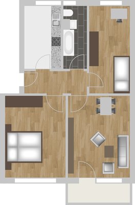 Grundriss: 3-Raum-Wohnung Südstadtring 19